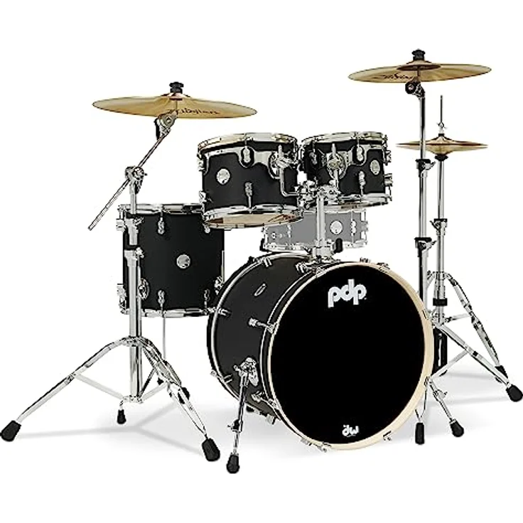 DW PDP CM4 Studio, Schlagzeugset in Satin Black mit 100% Ahornholz-Kesseln, 7-lagig, inkl. 10"x08", 12"x09", 14"x14" Toms und 20"x16" Bass Drum – Bild 1