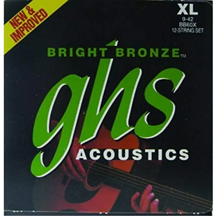 GHS Bright Bronze BB60X 009-042, 12-Saiten Satz für akustische Gitarre, Extra Light, 80/20 Bronze, Roundwound, made in U.S.A.
