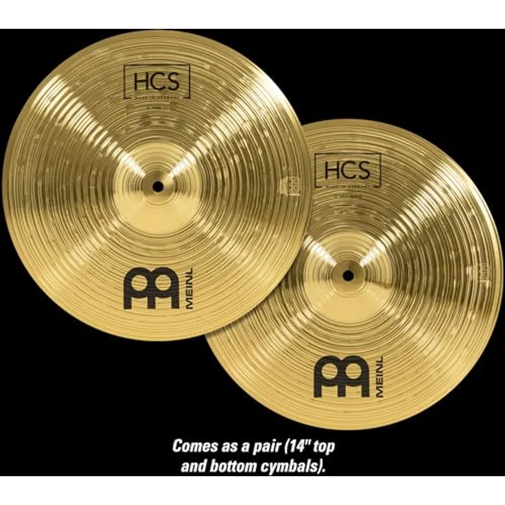 Meinl Cymbals HCS Hihat 14 Zoll Schlagzeug Becken Paar, Messing mit traditionellem Finish für Anfänger – Bild 2