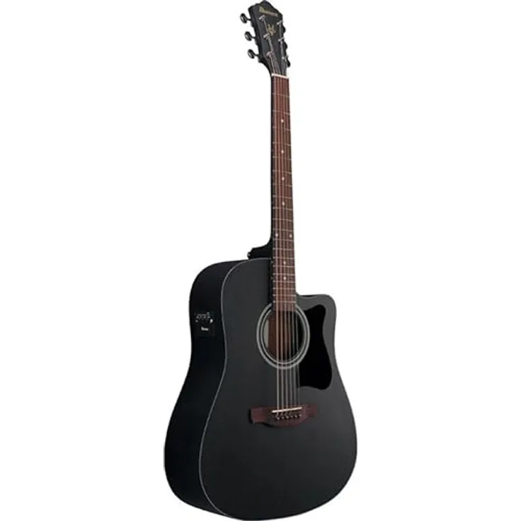 Ibanez V Akustikgitarre 6-String, Weathered Black Open Pore, Meranti-Deck, Nandu-Holztastatur, Ibanez AEQ-2T Vorverstärker mit Tuner