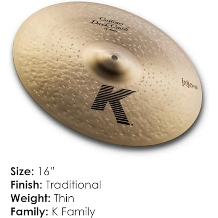 Zildjian K-Custom Dark Crash 16", hochwertiges Schlagzeugbecken für ausgewogene Klänge – Bild 2