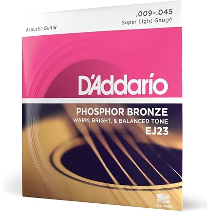 Daddario EJ23 Phosphor Bronze SL, Gitarrensaiten Satz für Westerngitarre, Super Light, Stärken 9-45w – Bild 1
