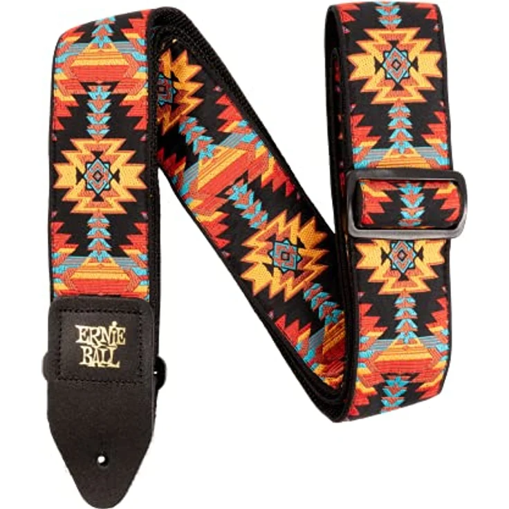 Ernie Ball Jacquard Strap Albuquerque Sunset, Gitarrengurt aus Polypropylen mit Lederenden, verstellbar von 104 cm bis 183 cm, Breite 51 mm – Bild 1