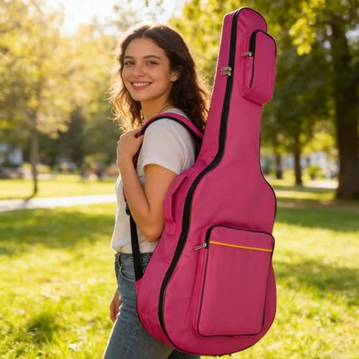 MINGZE Gitarrentasche 41 Zoll, wasserdichte Gig Tasche mit verstellbarem Schultergurt und zwei Fächern, lila – Bild 3