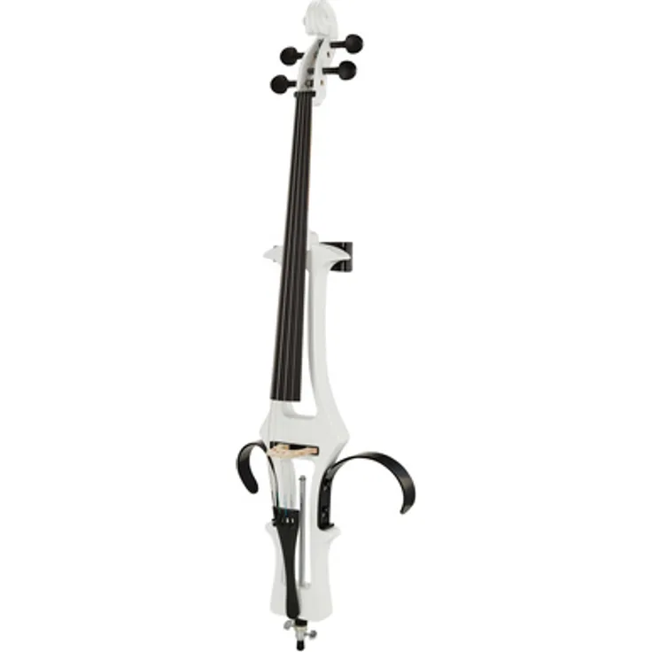 Harley Benton HBCE 990WH, Elektrisches Cello mit aktivem Shadow Tonabnehmersystem, Weiß, inkl. Tasche und Zubehör