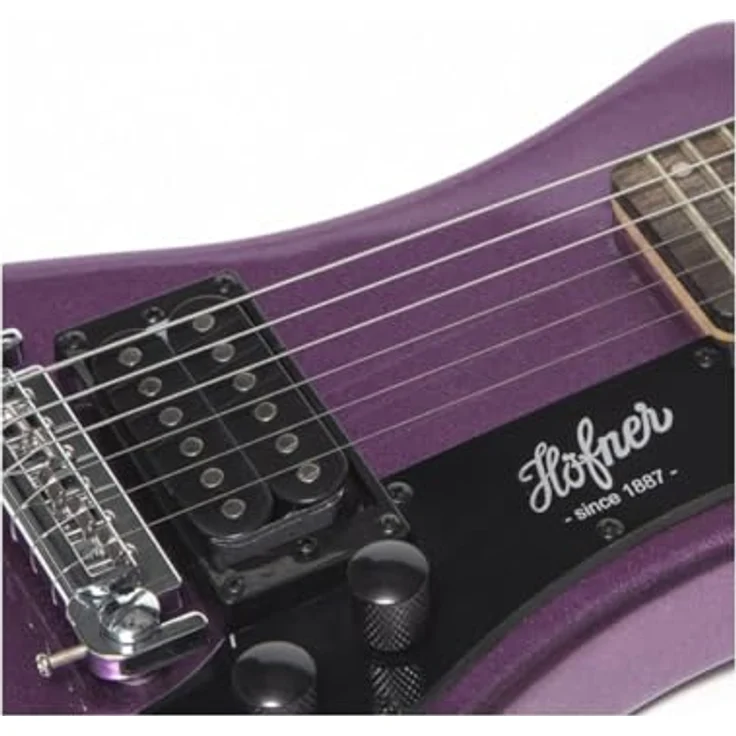 Höfner Shorty Purple, Limited E-Gitarre mit Linde Korpus, Ahorn Hals und 1 Humbucker Pickup, Farbe Purple – Bild 4