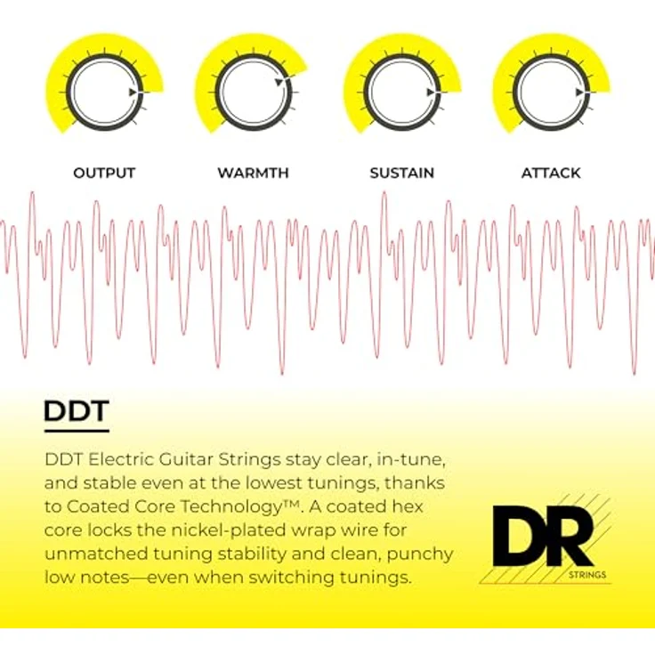 DR Strings Drop-Down Tuning DDT-7/10, Gitarrensaiten für E-Gitarre, 7-Saiter Satz, Medium, Stärken: .010" - .056", vernickelter Stahl, Roundwound, speziell für Drop-Down tunings – Bild 4