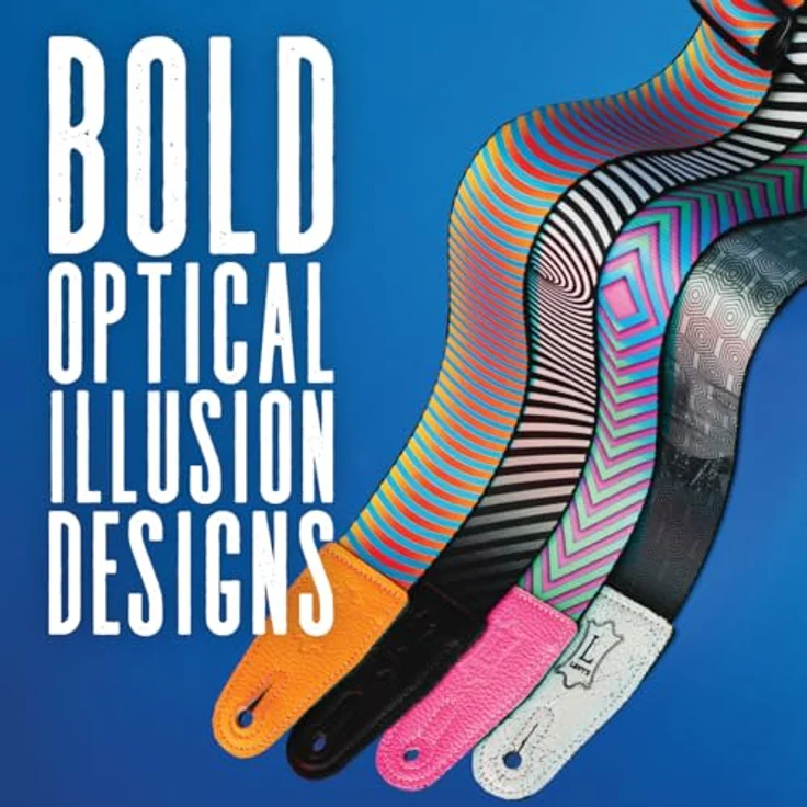 Levys Worm Hole Strap, Gitarrengurt aus Polyester mit Leder-Endstück, schwarz & weiß, verstellbar von 90 cm bis 154 cm, Optical Illusion Series – Bild 2