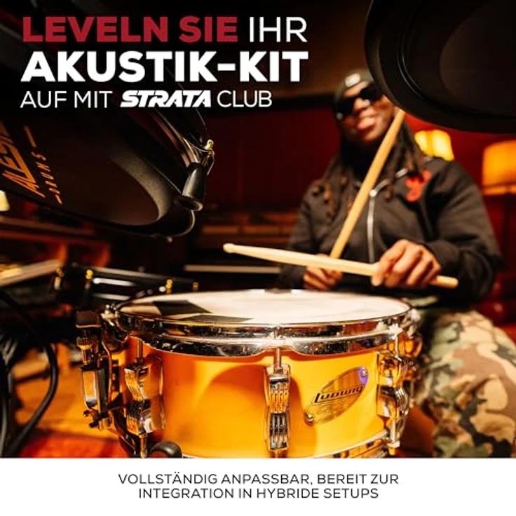 Alesis Strata Club E-Drum Kit, professionelles E-Drum Set mit BFD3 Sound Engine, 370 Kit Pieces, 8" Bass Drum, 2x 10" Zwei-Zonen Tom Pads, 12" Snare Pad, Mesh-Pads, 25 GB Speicher – Bild 6