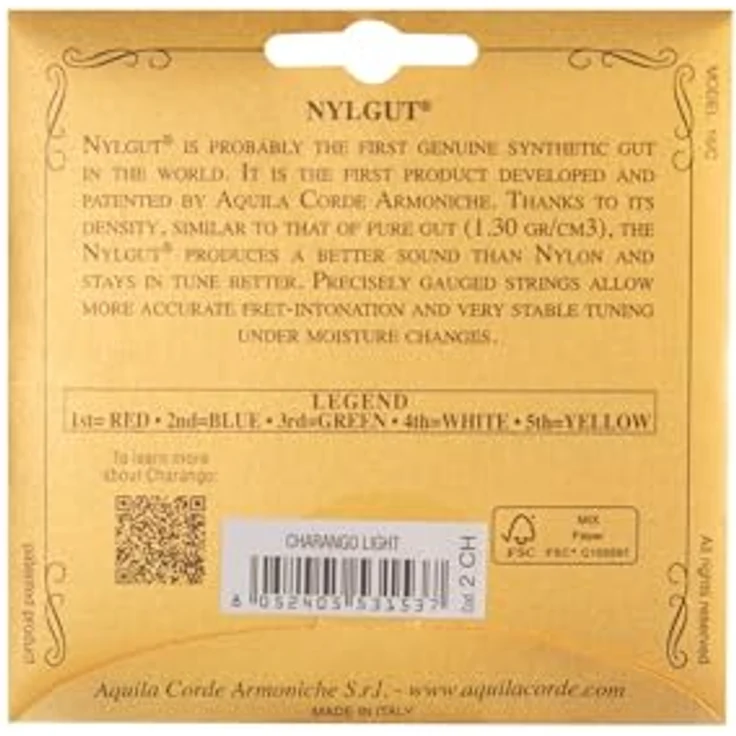 Aquila 2CH Nylgut Serie, Gitarrensaiten für Charango, 10-Saiter Satz, Light Tension, exzellenter Klang, hohe Stimmstabilität, hergestellt in Italien – Bild 2