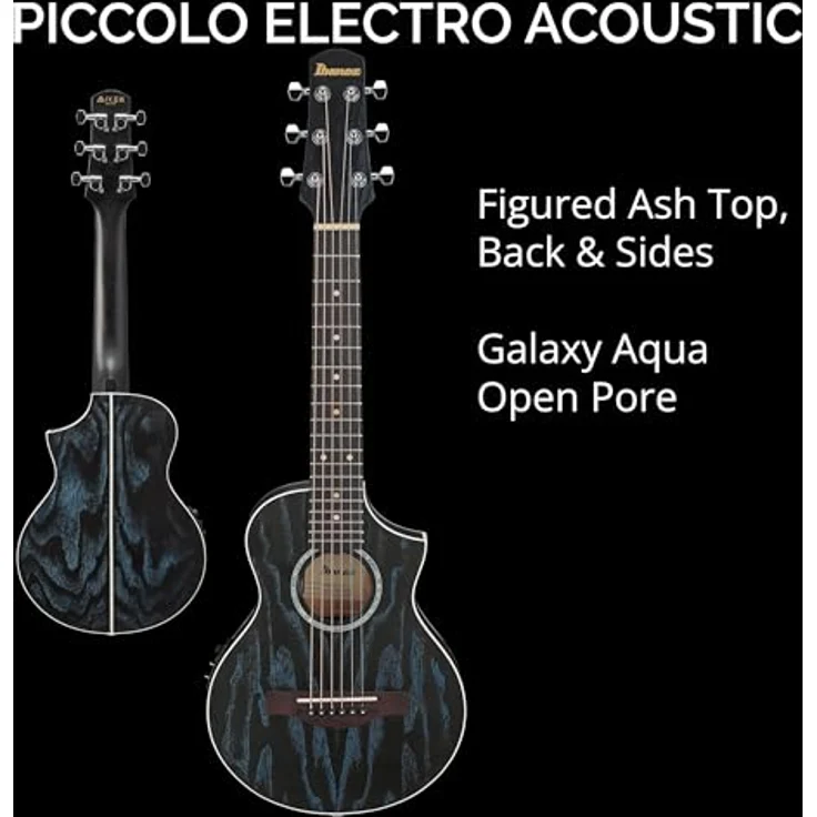 Ibanez EWP16EWB-GAO Piccolo Guitar, Cutaway Westerngitarre mit geriegelter Esche, Galaxy Aqua – Bild 6