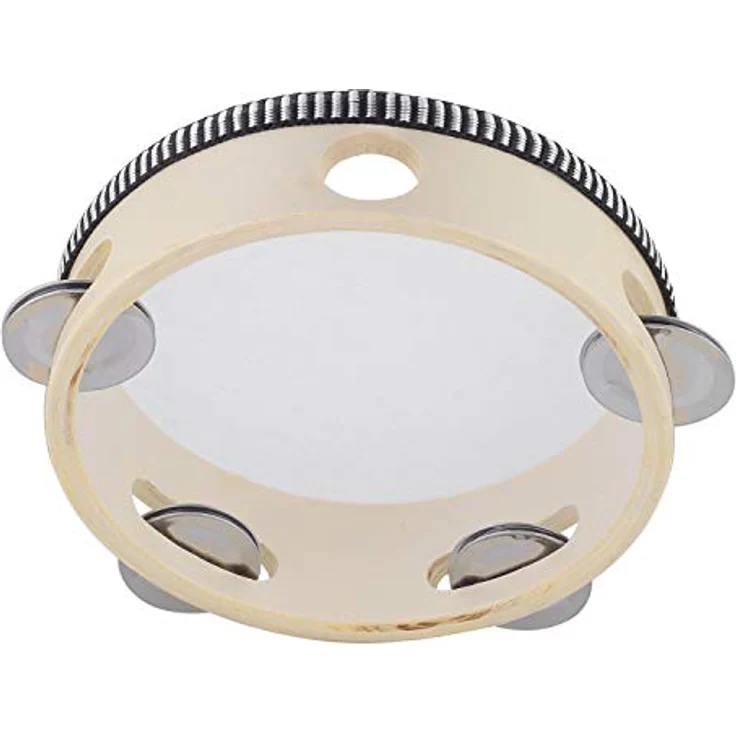Musfunny Tamburin Kinder, 15 cm handliches Tambourine aus Holz mit Metal Jingles für melodische Klänge – Bild 1
