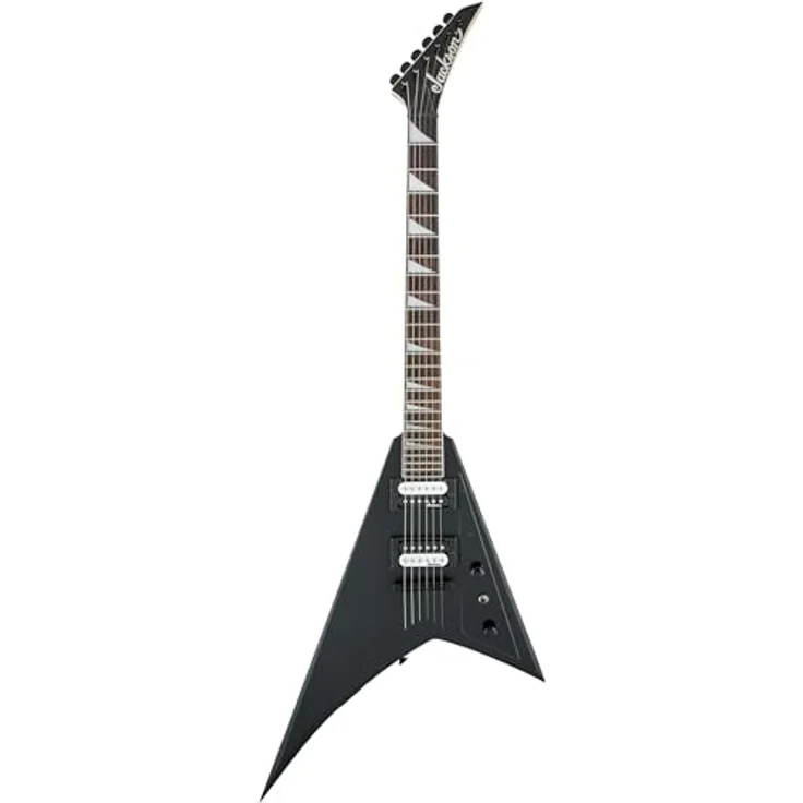 Jackson JS32T Rhoads E-Gitarre mit Lindenholzkorpus, 2 Humbucking Tonabnehmer, Satin Schwarz, String-Through Hardtail – Bild 4