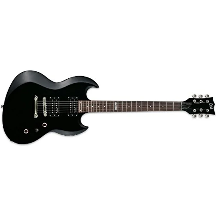 ESP GUITARS E-Gitarre LTD Viper 10, SG Style in Schwarz, Lindenkörper, Ahorn-Griff, Mikro-Heizungen LH-100N / LH-100B – Bild 4