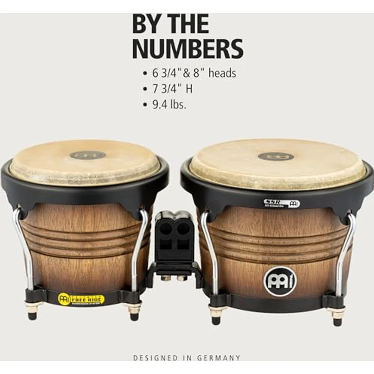 Meinl Marathon Bongos ATB-M, 6 3/4" Macho und 8" Hembra, Antique Tobacco Burst, Gummibaum, handselektierte Büffelfelle, schwarz gepulverte Hardware, inkl. Stimmschlüssel und "Tune Up" Öl – Bild 6