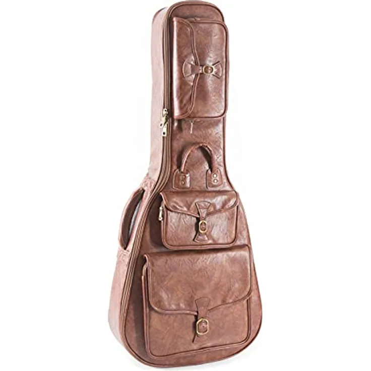 Fame Kunstleder Gigbag für Westerngitarre, Vintage Design, hochverdichtete Schaumpolsterung, gepolsterter Tragegriff, Rucksackgarnitur, mehrere Zubehörtaschen, optimaler Schutz, 3,25 kg
