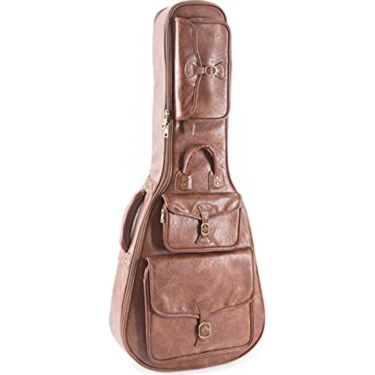 Fame Kunstleder Gigbag für Westerngitarre, Vintage Design, hochverdichtete Schaumpolsterung, gepolsterter Tragegriff, Rucksackgarnitur, mehrere Zubehörtaschen, optimaler Schutz, 3,25 kg – Bild 1