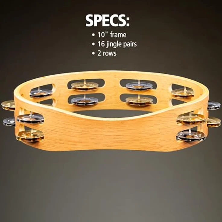 Meinl TA2M-SNT Recording Tambourine, 2-reihig mit 16 Schellen, Stahl und Messing, Holzrahmen, Finish: Super Natural – Bild 5