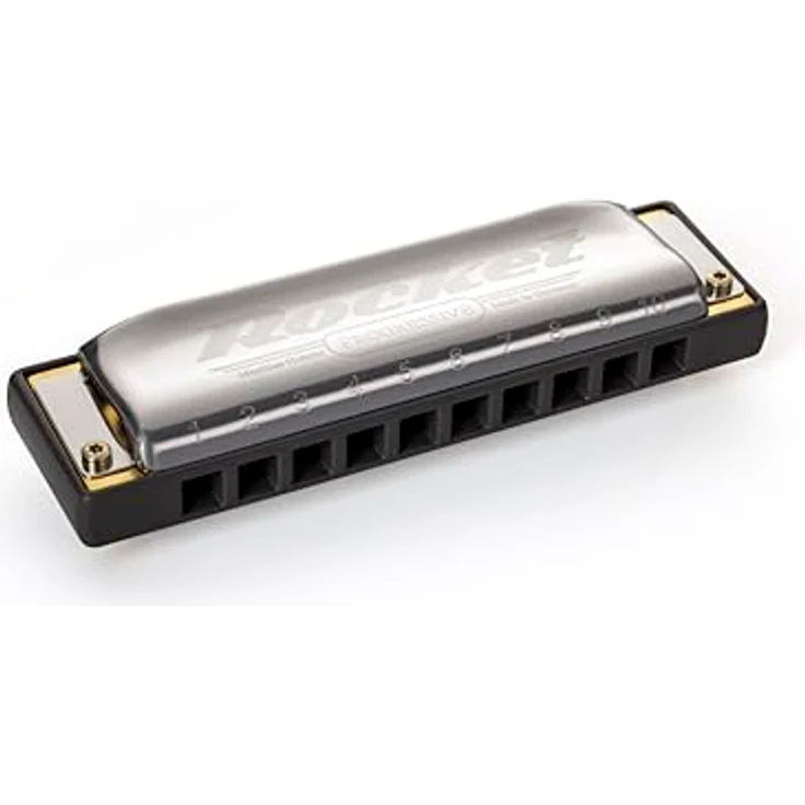 Hohner Rocket Harp Db, Mundharmonika in Db-Dur mit 20 Stimmzungen, Edelstahl-Deckel und abgerundetem Kanzellenkörper, inkl. Etui, Made in Germany – Bild 1