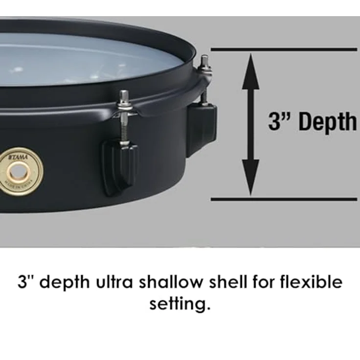 TAMA Effect Series Snare Drum 3"x10" mit Mod-Tone System und MC69 Halter, Matt Schwarz – Bild 3
