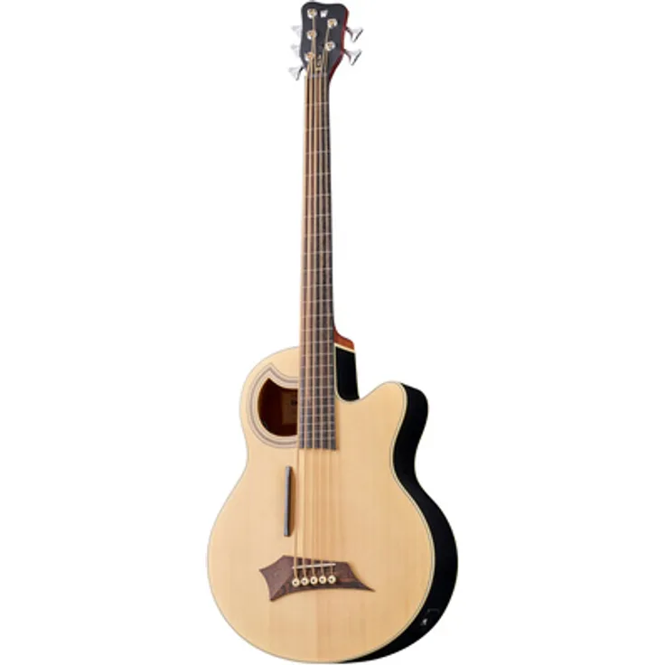 Warwick RB Alien Standard 5 FL NT, Fretless Akustikbass mit Sitka Fichte Decke und Fishman Preamp, Natural Transparent Satin Finish