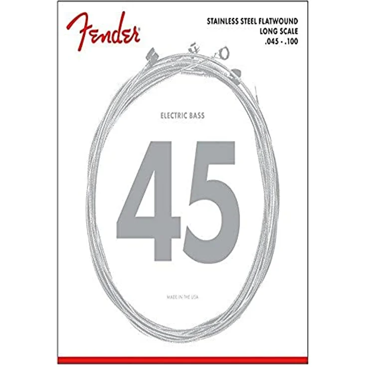 Fender Stainless 9050L Bass Strings, Stainless Steel Flatwound für E-Bässe, .045-.100 Gauges, Longscale (4)