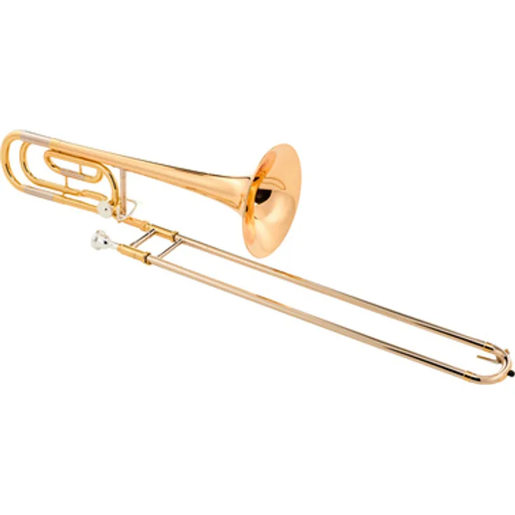 Yamaha YSL-448 GE Bb/F-Trombone, Goldmessing Korpus mit Goldlack, Standard-Quartventil, Closed-Wrap, 13,89mm Bohrung, inkl. Koffer und 48 Mundstück