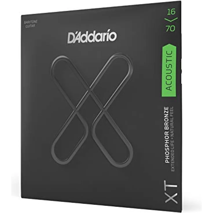 D'Addario XTAPB1670, Phosphorbronze Gitarrensaiten für Westerngitarre, Coated, Medium, Bariton, 16-70, hohe Stimmstabilität, wiederverwendbare Verpackung – Bild 1