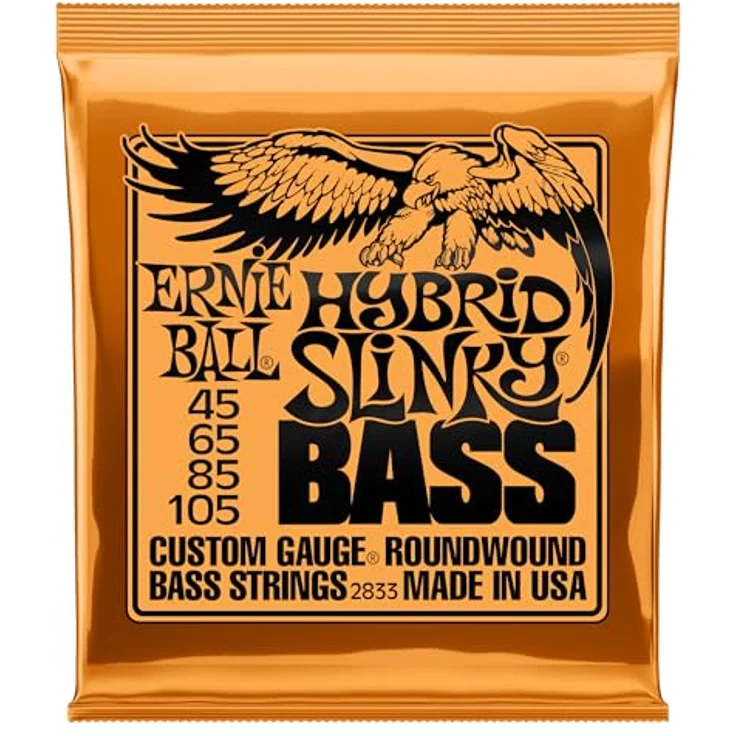 Ernie Ball Hybrid Slinky Nickel Wound E-Bass-Saiten, Stärke 45-105, satter, ausgewogener Ton, made in USA – Bild 1