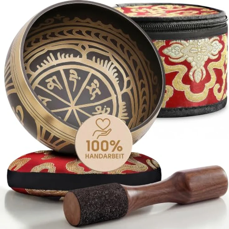 Silent Mind Klangschale Ø10,2 cm Bronze – Handgefertigtes Komplett-Set mit Kissen und Klöppel, ideal für Meditation und Achtsamkeit, klarer stabiler Klang – Bild 1