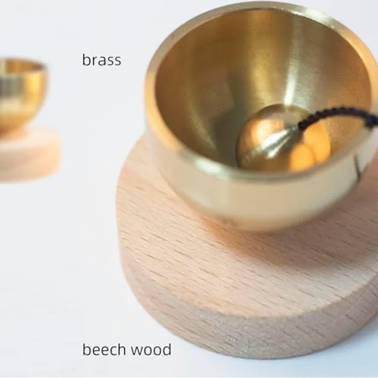 iwoohome Klangschalen-Set, Mini-Meditations-Klangschale aus poliertem Messing, 4 cm Durchmesser für Yoga, Meditation und Stressabbau – Bild 3