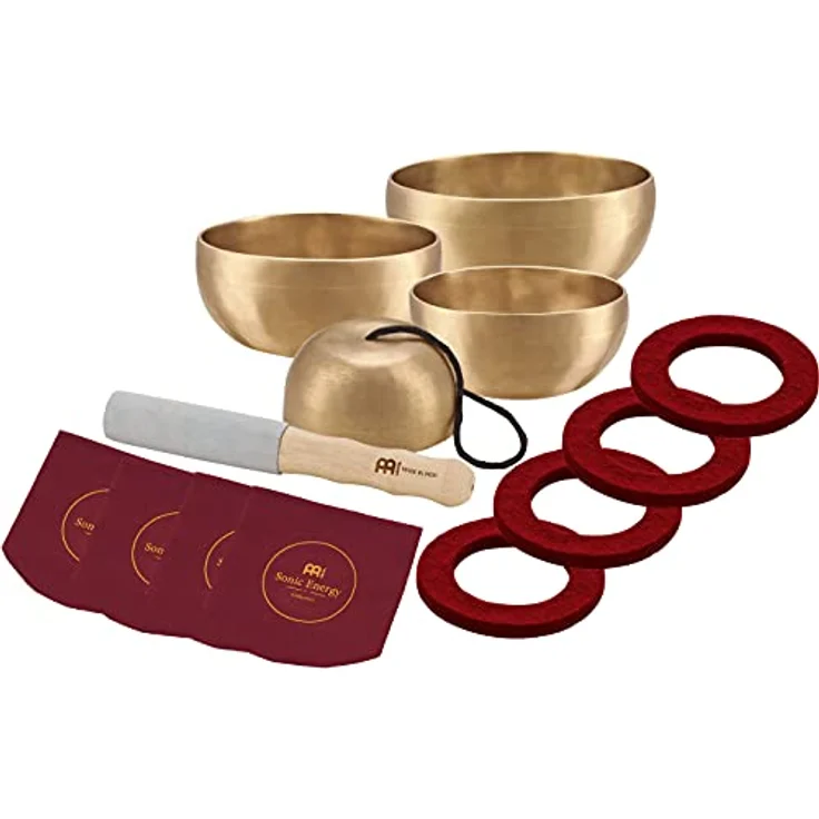 Sonic Energy Klangschalen Set Universal Series – 4-teilig, 250/400/500/600 g, für Meditation & Klangheilung, inkl. Hülle, Filzring & Reiber (SB-U-1750) – Bild 1