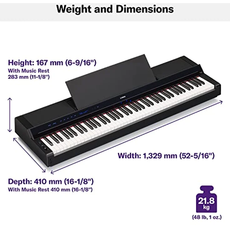 Yamaha P-S500, Smart Digitalpiano mit 88 gewichteten Tasten, Stream Lights, Bluetooth, 660 Instrumentenklängen - Schwarz – Bild 2