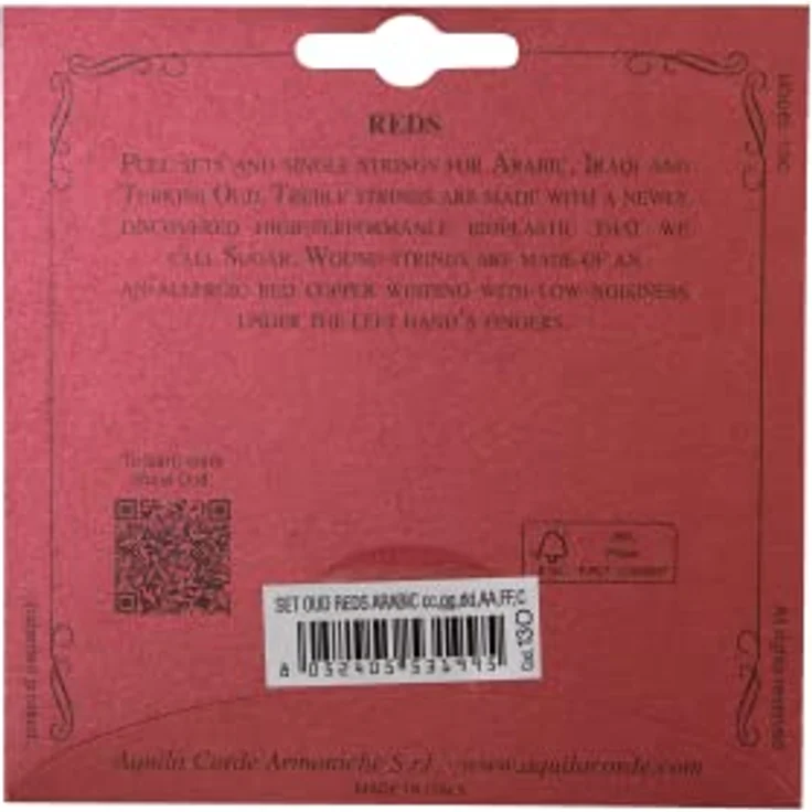 Aquila Red Series Arabic Oud Strings, kompletter Satz für Oud in arabischer Stimmung, Standard Tension, bioplastische Diskant-Saiten, antiallergische Kupferwicklung, große Stimmstabilität, hergestellt in Italien – Bild 2