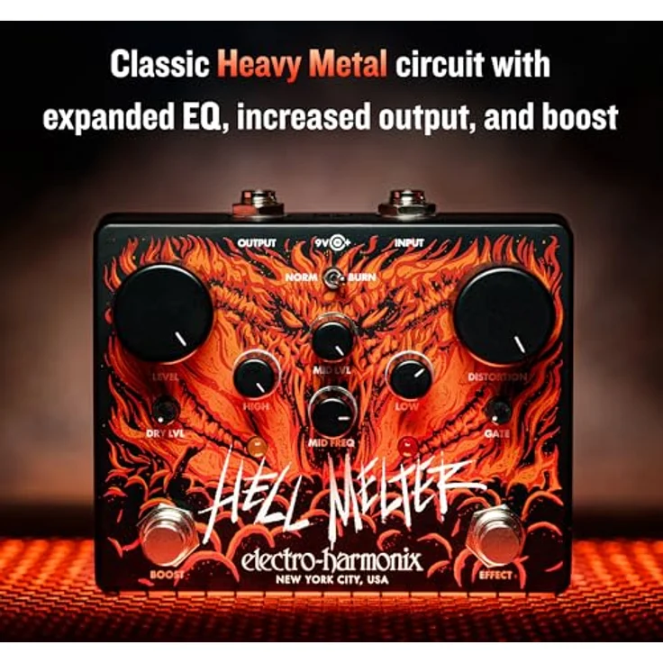 Electro Harmonix Hell Melter Distortion, Overdrive-Pedal für E-Gitarre mit umfassenden Regelmöglichkeiten und Boost-Funktion, made in USA – Bild 5
