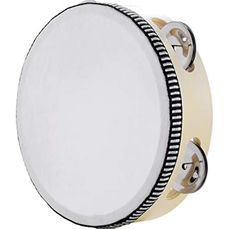 Musfunny Tamburin Kinder, 15 cm handliches Tambourine aus Holz mit Metal Jingles für melodische Klänge – Bild 2