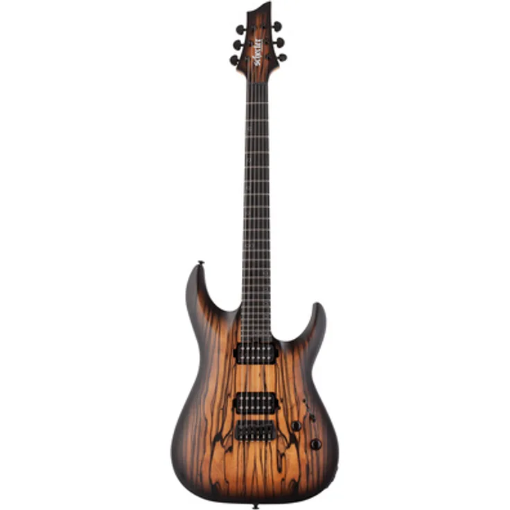 Schecter C-1 Pale Moon SNBB, E-Gitarre mit Esche-Korpus, 7-teiliger Halskonstruktion und Satin Natural Black Burst Finish