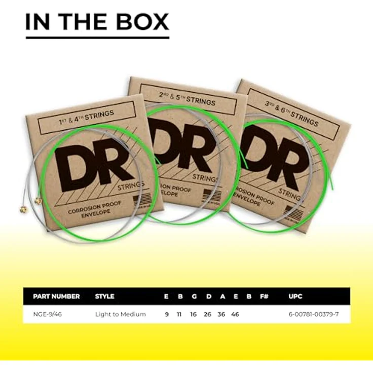 DR Strings HiDef Neon NGE-9/46, E-Gitarrensaiten in grün, light to medium, UV-reaktiv, mit K3 Coating – Bild 4