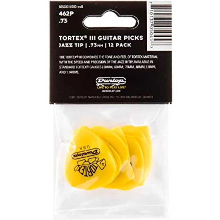 Jim Dunlop Dunlop Tortex T3 Gitarrenplektrum, 12 Stück .73 mm mit scharfer Spitze und Jazz III Präzision – Bild 5