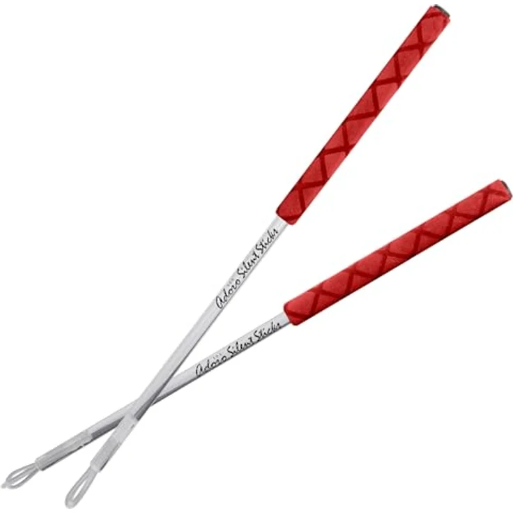 Adoro SPS Silent Sticks Signature, Drumsticks mit rotem Griff, geringerer Lautstärke und Gelenkschonung, 16,5mm Schaft, medium harter Nylontip – Bild 1