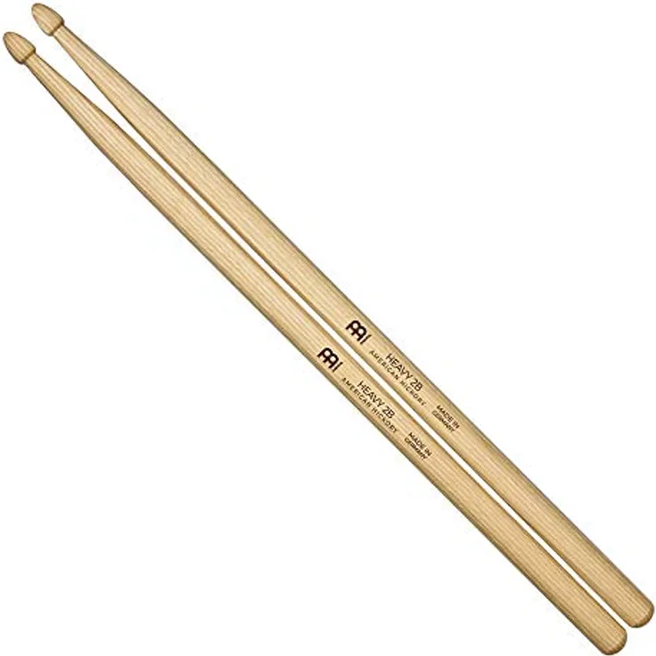 Meinl 2B Heavy Hickory, Drumsticks aus American Hickory mit Acorn Holzkopf, medium/schwer, 419 mm Länge, 15,9 mm Durchmesser, made in Germany