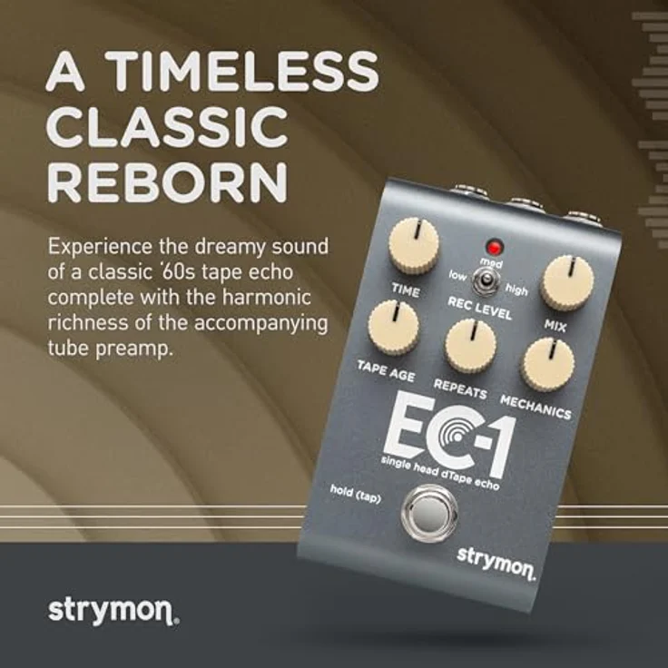 Strymon EC-1 Delay, Effektpedal für E-Gitarre mit 300 Presets, Mono/Stereo Umschalter und MIDI-Parametersteuerung – Bild 2