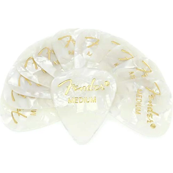 Fender White Pearloid Pick Set M, Set mit 12 mittelgroßen Plektren in klassischer 351 Form – Bild 1