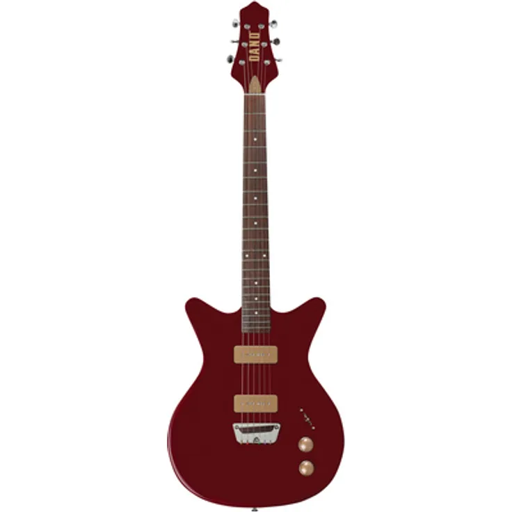 Danelectro Dan O. Mano Maroon, E-Gitarre mit semi-hollow Korpus, 2 P90 Pickups und 21 Bünden, maroon