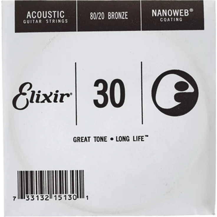Elixir .030 Western Guitar, Einzelsaite für Akustikgitarren, Bronze umwickelt mit Nanoweb Beschichtung – Bild 1