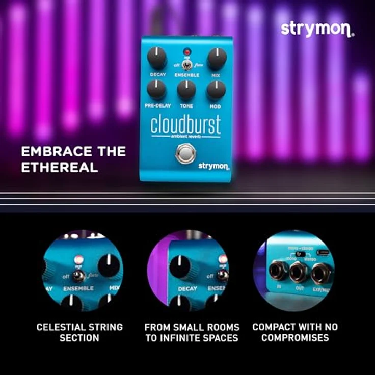 Strymon Cloudburst Reverb, Effektpedal für E-Gitarre mit mehreren Halltypen, Mono/Stereo Anschlüssen, True Bypass – Bild 3