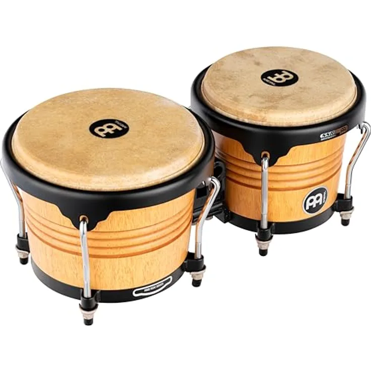 Meinl Marathon Bongos SNT-M, 6 3/4" Macho und 8" Hembra, Gummibaum-Kessel, Super Natural Finish, handselektierte Büffelfelle, inklusive Stimmschlüssel und Öl