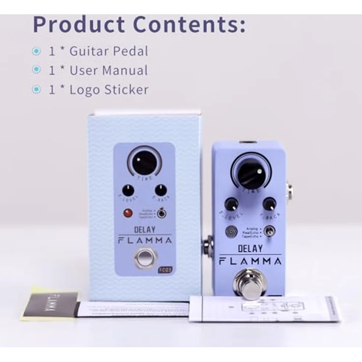 Flamma FC03 Delay, Delay-Pedal mit 3 Delay-Typen: Analog, Real Echo, Tape Echo, True-Bypass, 5ms-600ms Delay Time – Bild 5