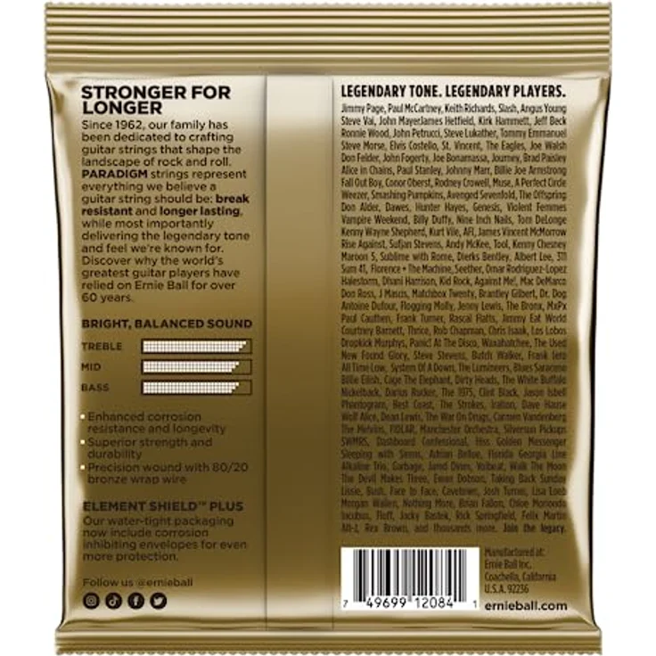 Ernie Ball Saiten für Akustikgitarre 80/20 Bronze, ultrahochfester Stahlkern, starke Haltbarkeit, hergestellt in den USA – Bild 2