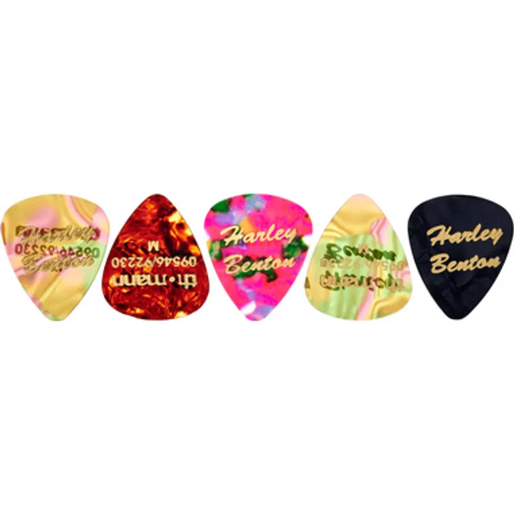 Harley Benton Guitar Pick Medium 5 Pack, Plektrum 0,8 mm in gemischten Farben